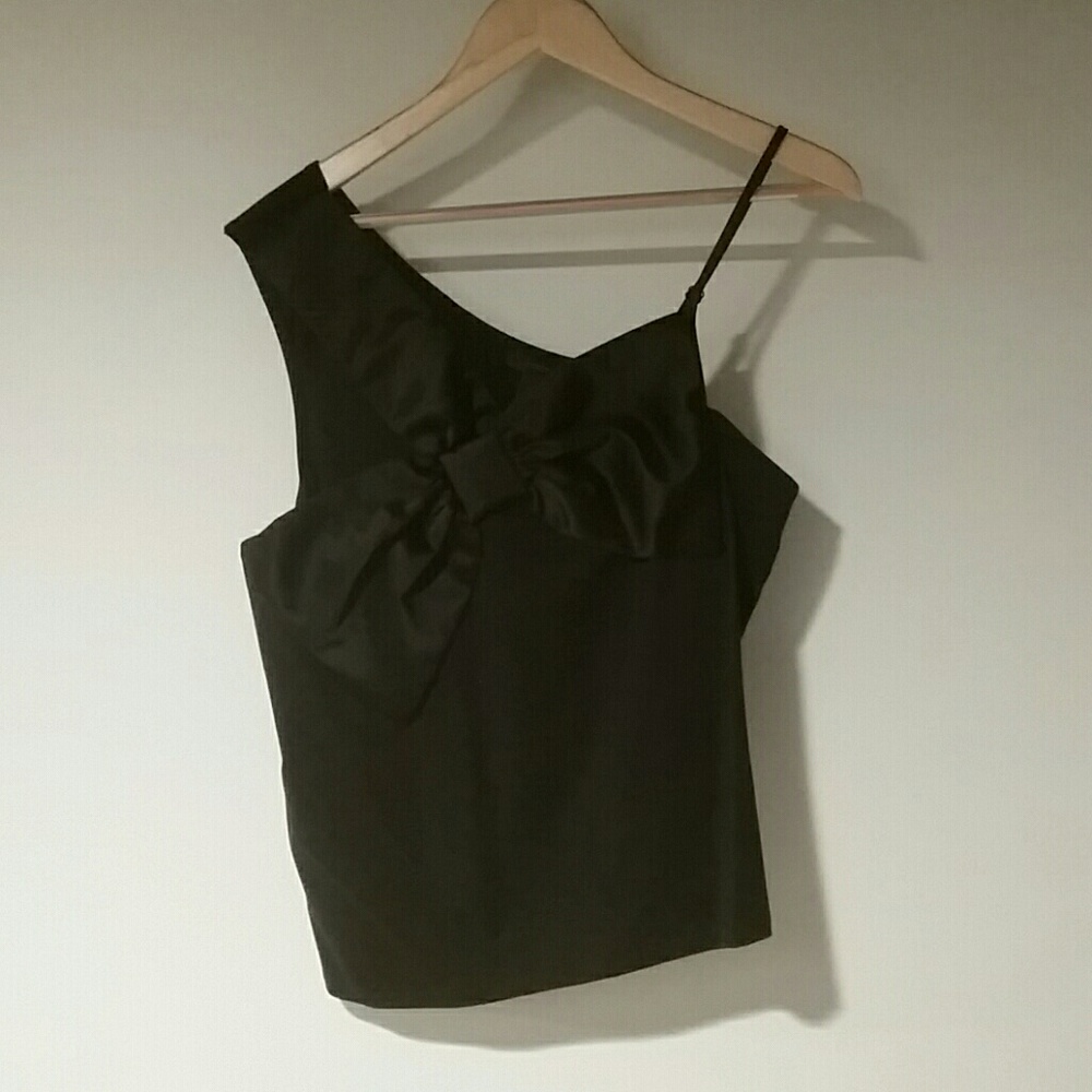 Nwt jcrew black tank top with satin bow